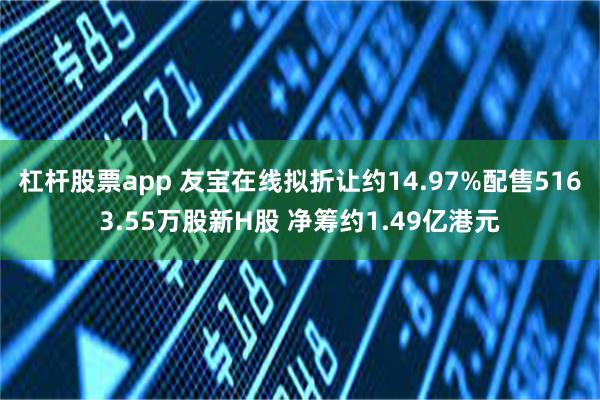 杠杆股票app 友宝在线拟折让约14.97%配售5163.55万股新H股 净筹约1.49亿港元